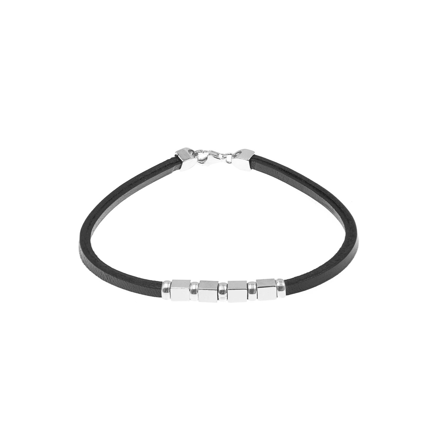 Pulsera Cuero Plata 925 Hombre